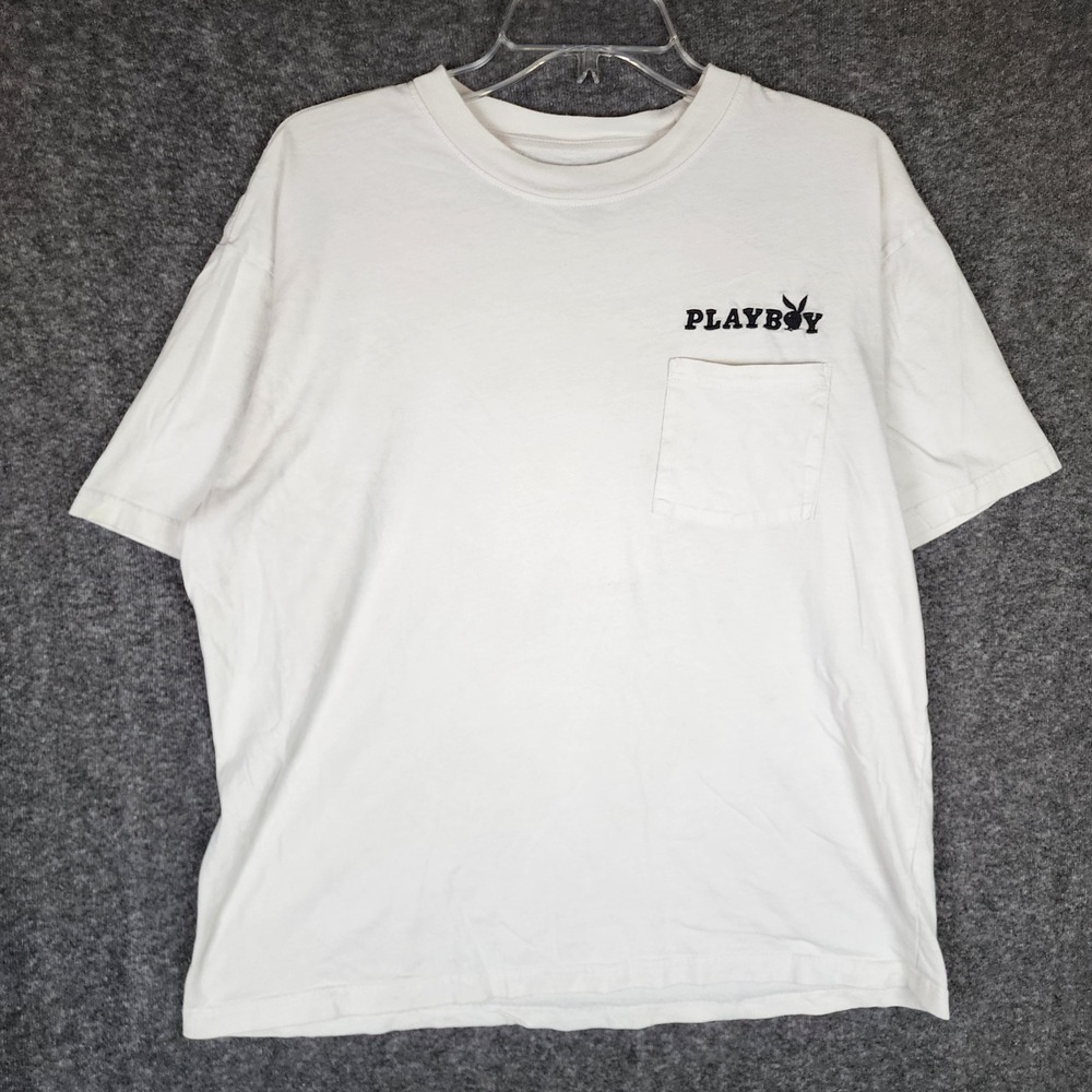 Playboy T-Shirt Mens L Rendezvous Collection White Pocket Graphic PacSun EUC